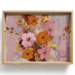 Schilderij - Bloemen - Rustiek - Roze Dienblad Rechthoek middel -z3d_shopping