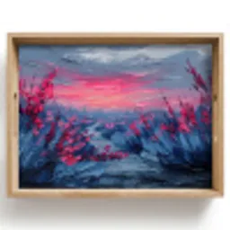 Schilderij - Zonsondergang - Bloemen - Rivier Dienblad Rechthoek middel -z3d_shopping