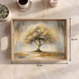 Schilderij - Boom - Abstract - Bladeren Dienblad Rechthoek middel -USP_Formaat