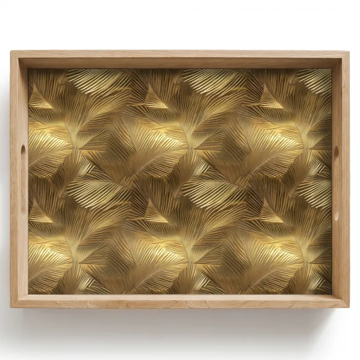 Palm - Waaier - Goud Dienblad Rechthoek middel 911 -z3d_shopping