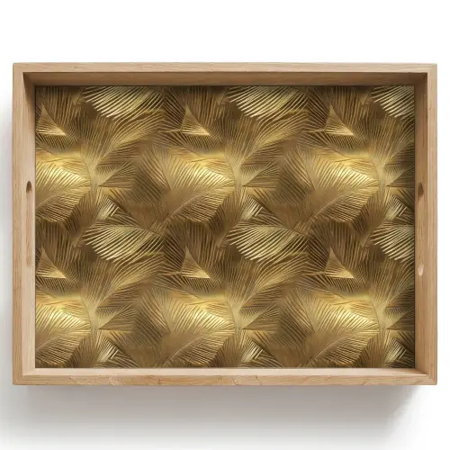 Palm - Waaier - Goud Dienblad Rechthoek middel 911 -z3d_shopping
