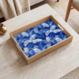 Palmblad - Patroon - Blauw Dienblad Rechthoek middel 911 -sfeer1