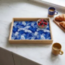 Palmblad - Patroon - Blauw Dienblad Rechthoek middel 911 -sfeer2