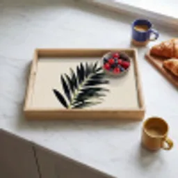 Palmblad - Subtiel - Groen - beige Dienblad Rechthoek middel -sfeer2
