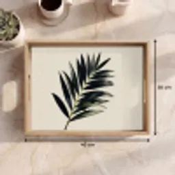 Palmblad - Subtiel - Groen - beige Dienblad Rechthoek middel -USP_Formaat