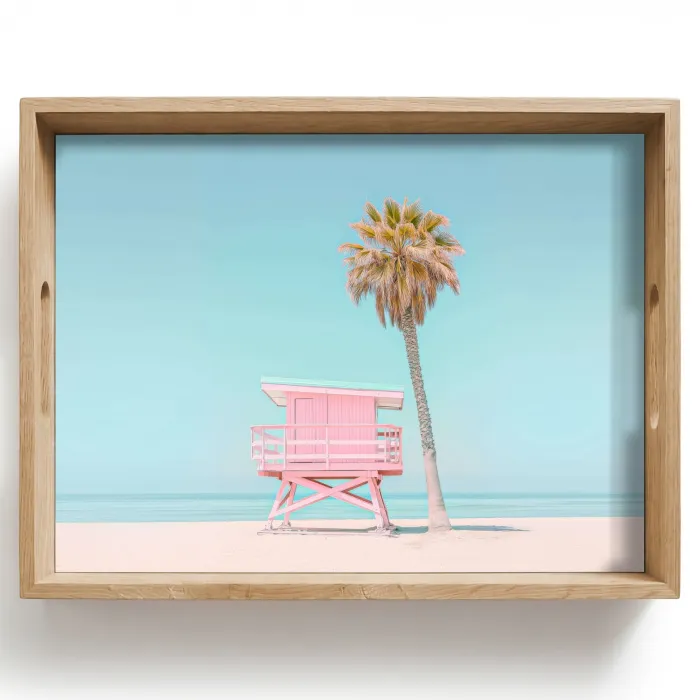 Palmboom - Strandhuis - Roze Dienblad Rechthoek middel -z3d_shopping
