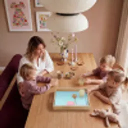 Palmboom - Strandhuis - Roze Dienblad Rechthoek middel -sfeer4