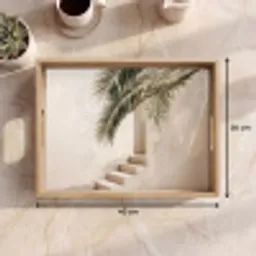 Palmboom - Schaduw - Trap - Beige Dienblad Rechthoek middel -USP_Formaat