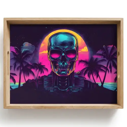 Palmbomen - Hoofd - Metallic - Zonsondergang Dienblad Rechthoek middel -z3d_shopping