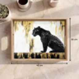 Panter - Zwart - Abstract - Goud Dienblad Rechthoek middel -USP_Formaat