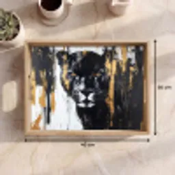Panter - Zwart - Abstract - Verfstreken Dienblad Rechthoek middel -USP_Formaat