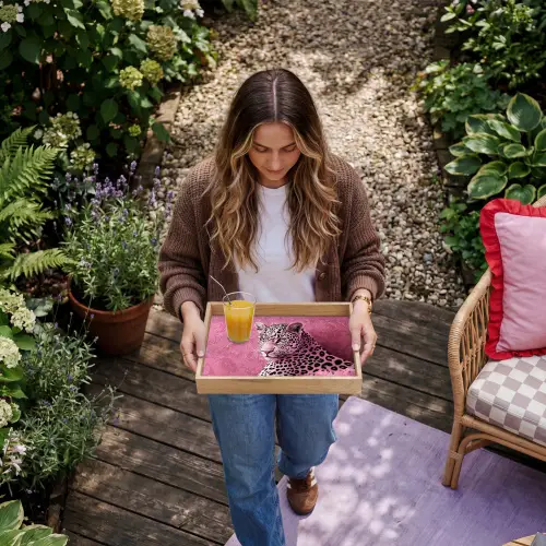 Panter - Luxe - Roze Dienblad Rechthoek middel -sfeer5