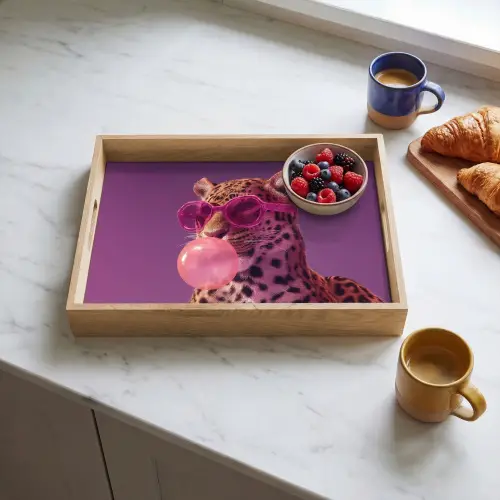 Panter - Zonnebril - Kauwgombel - Roze Dienblad Rechthoek middel -sfeer2