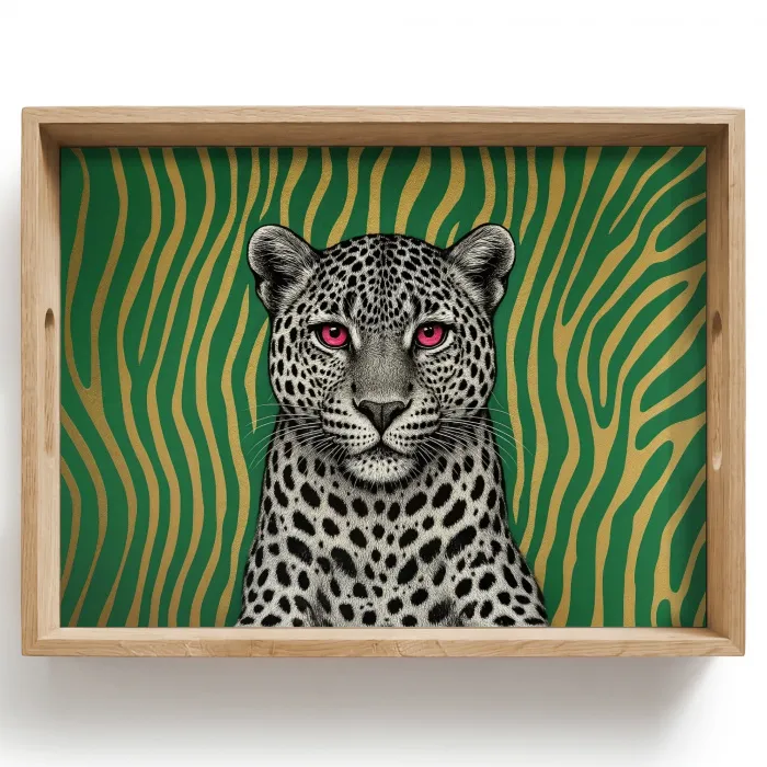 Panter - Zebrapatroon - Groen Dienblad Rechthoek middel -z3d_shopping