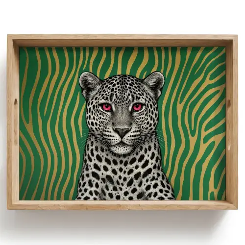 Panter - Zebrapatroon - Groen Dienblad Rechthoek middel -z3d_shopping