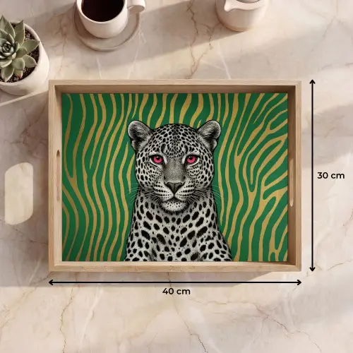 Panter - Zebrapatroon - Groen Dienblad Rechthoek middel -USP_Formaat