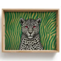 Panter - Zebrapatroon - Groen Dienblad Rechthoek middel -z3d_shopping