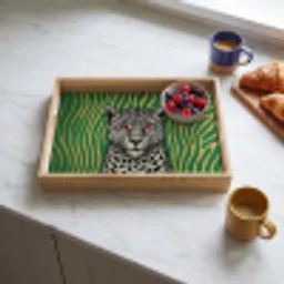 Panter - Zebrapatroon - Groen Dienblad Rechthoek middel -sfeer2