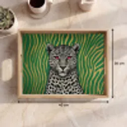 Panter - Zebrapatroon - Groen Dienblad Rechthoek middel -USP_Formaat