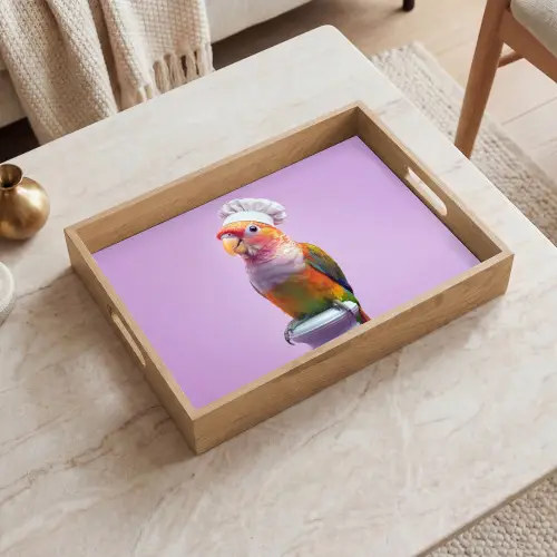 Papegaai - Koksmuts - Pilaar - Vogel Dienblad Rechthoek middel -sfeer1
