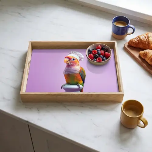 Papegaai - Koksmuts - Pilaar - Vogel Dienblad Rechthoek middel -sfeer2