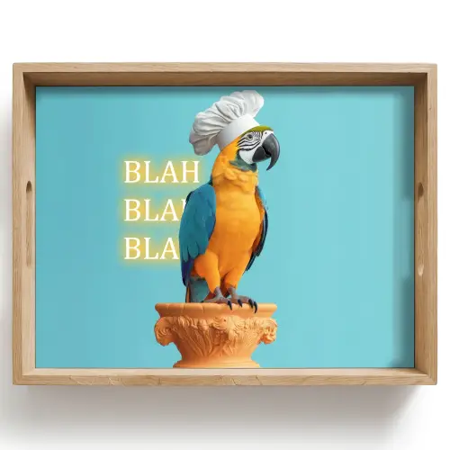 Papegaai - Koksmuts - Quote - Neon Dienblad Rechthoek middel -z3d_shopping