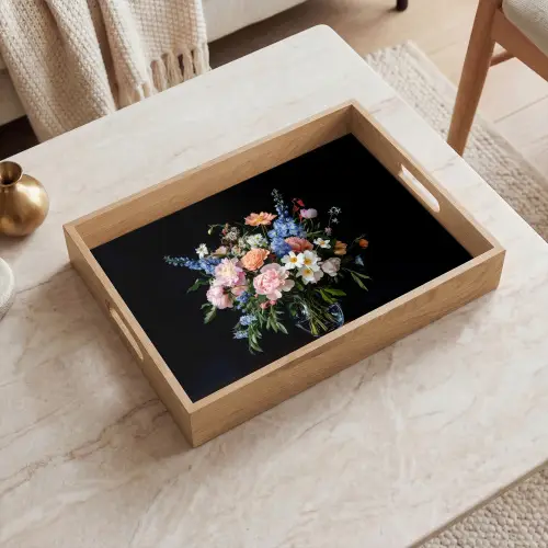 Pastel - Bloemen - Glazen - Vaas Dienblad Rechthoek middel -sfeer1