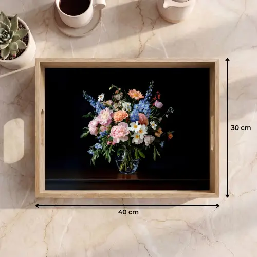 Pastel - Bloemen - Glazen - Vaas Dienblad Rechthoek middel -USP_Formaat
