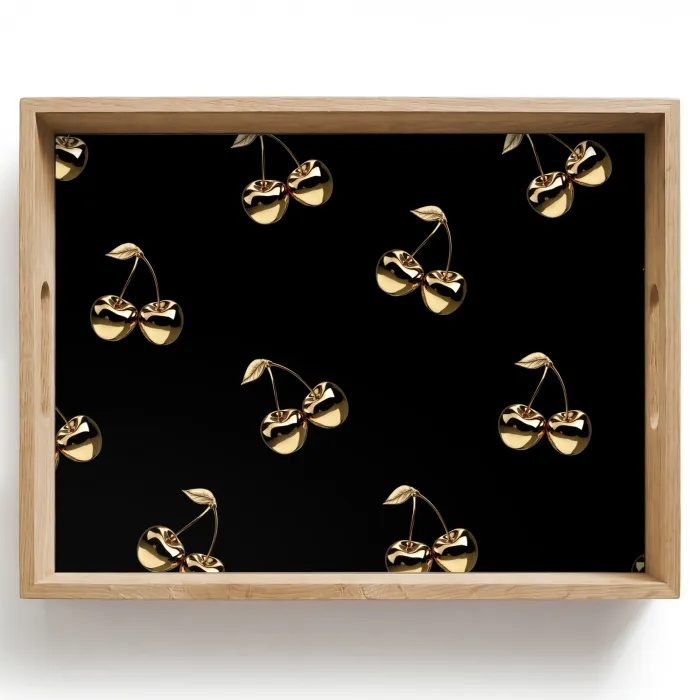 Patroon - Kersen - Goud - Chrome Dienblad Rechthoek middel -z3d_shopping
