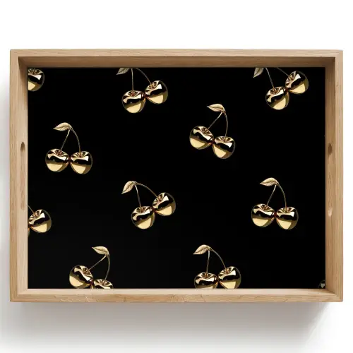 Patroon - Kersen - Goud - Chrome Dienblad Rechthoek middel -z3d_shopping