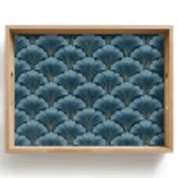 Patroon - Ginkgoblad - Blauw Dienblad Rechthoek middel 911 -z3d_shopping