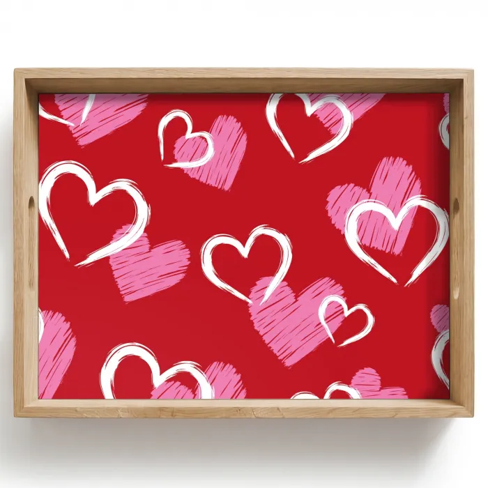 Patroon - Hartjes - Roze - Valentijn Dienblad Rechthoek middel -z3d_shopping