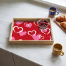 Patroon - Hartjes - Roze - Valentijn Dienblad Rechthoek middel -sfeer2