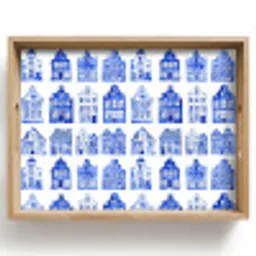 Patroon - Huizen - Blauw Dienblad Rechthoek middel 911 -z3d_shopping