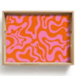 Patroon - Roze - Oranje - Abstract - Modern Dienblad Rechthoek middel -z3d_shopping
