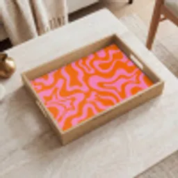 Patroon - Roze - Oranje - Abstract - Modern Dienblad Rechthoek middel -sfeer1