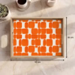 Patroon - Retro - Oranje Dienblad Rechthoek middel 911 -USP_Formaat