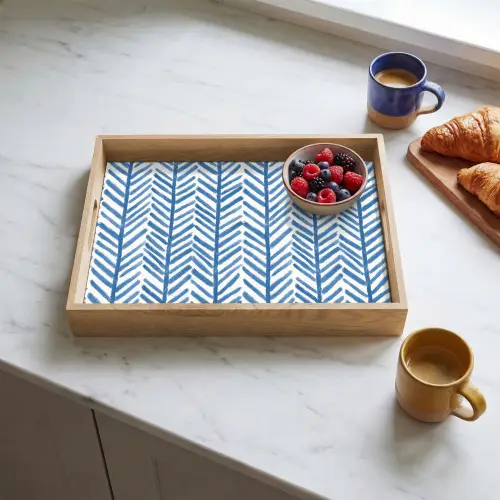 Patroon - Streep - Blauw Dienblad Rechthoek middel 911 -sfeer2