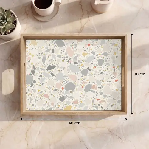 Patronen - Licht - Terrazzo - Decoratie Dienblad Rechthoek middel -USP_Formaat