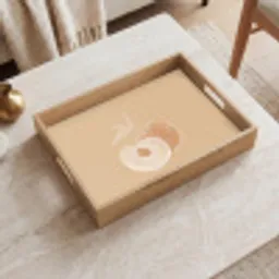 Perzik - Lijntekening - Pit - Beige Dienblad Rechthoek middel -sfeer1