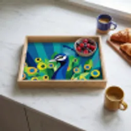 Pauw - Cirkels - Blauw Dienblad Rechthoek middel -sfeer2