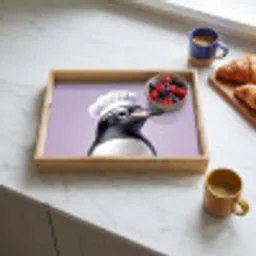 Pinguïn - Koksmuts - Lief - Paars Dienblad Rechthoek middel -sfeer2