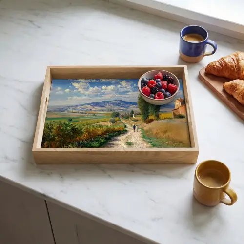 Mensen - Wandelen - Zandpad - Velden Dienblad Rechthoek middel -sfeer2