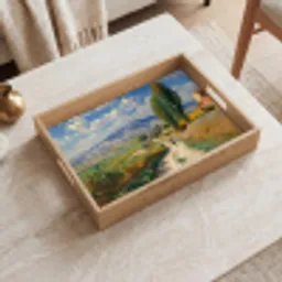 Mensen - Wandelen - Zandpad - Velden Dienblad Rechthoek middel -sfeer1
