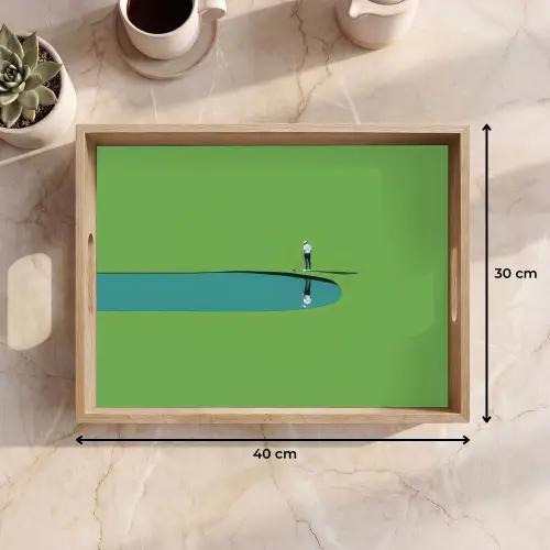Persoon - Golf - Water - Blauw Dienblad Rechthoek middel -USP_Formaat