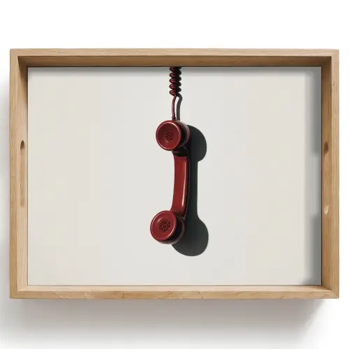 Telefoon - Koord - Rood - Minimalistisch Dienblad Rechthoek middel -z3d_shopping