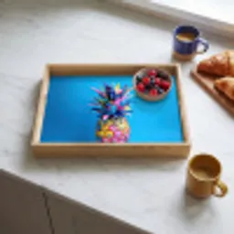 Ananas - Blauw - Tropisch - Vrolijk Dienblad Rechthoek middel -sfeer2