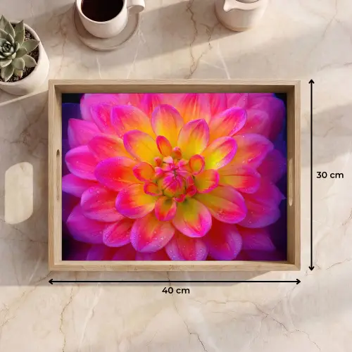 Roze - Dahlia - Kleurrijk Dienblad Rechthoek middel -USP_Formaat