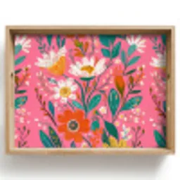 Roze - Bloemen - Wit - Oranje Dienblad Rechthoek middel -z3d_shopping