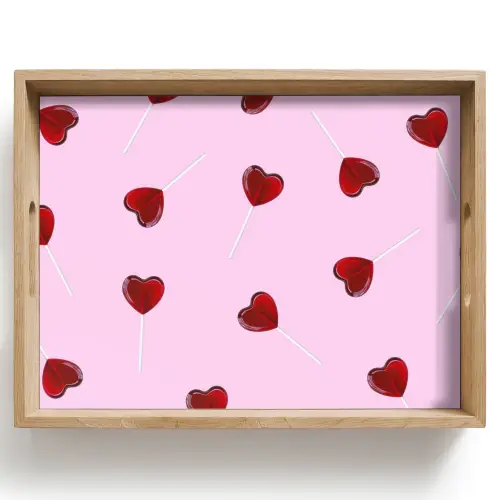 Roze - Hart - Lolly - Snoep Dienblad Rechthoek middel -z3d_shopping